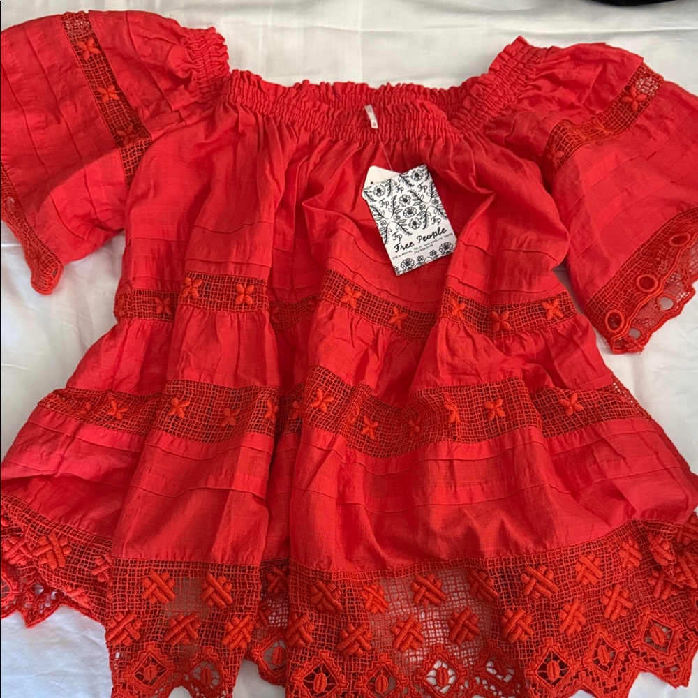 Free People Red Off-Shoulder Top